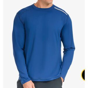 BloqUV‎ Men's UPF 50+ Sun Protective Long Sleeve Jet Tee Navy Blue Size XL